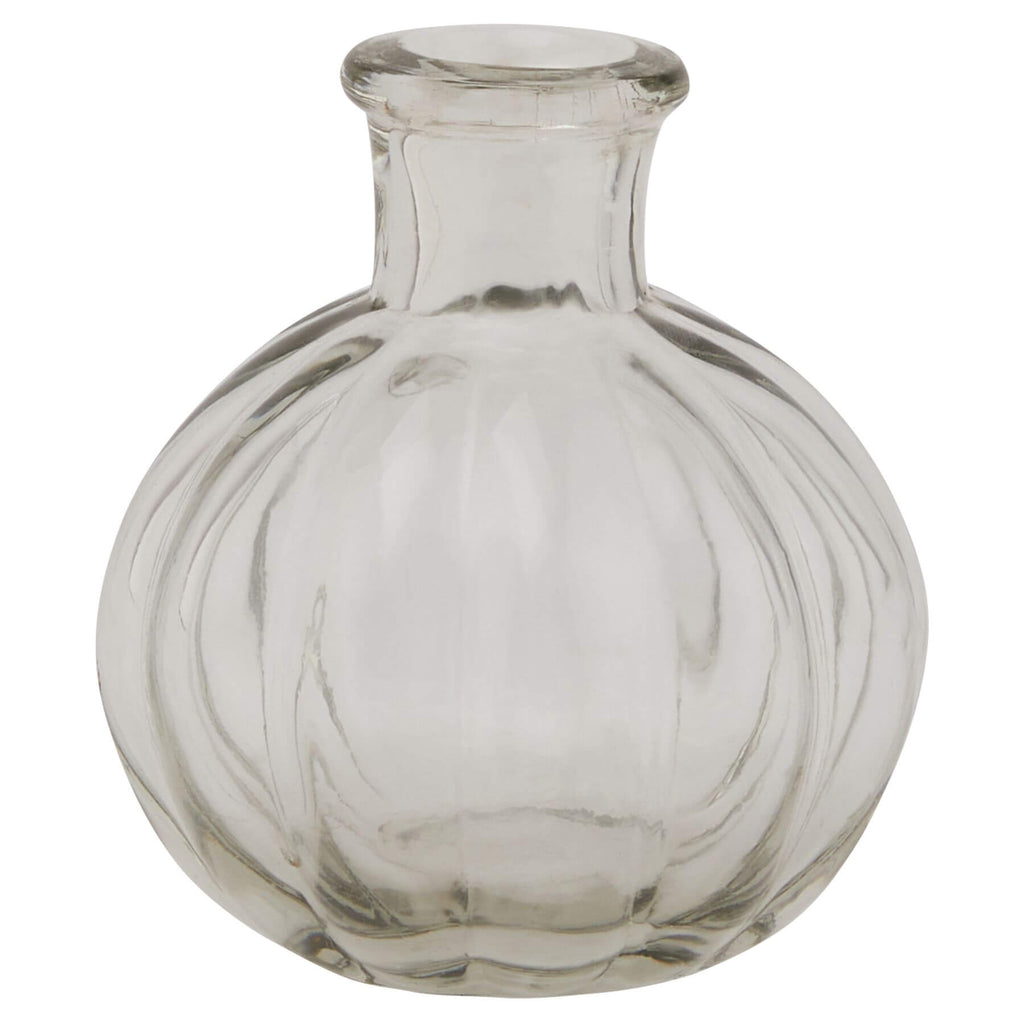 Minimalist clear glass bud vase for fresh or dried flowers, contemporary Mediterranean design, 7cm height. by Sostter at brixbailey.com