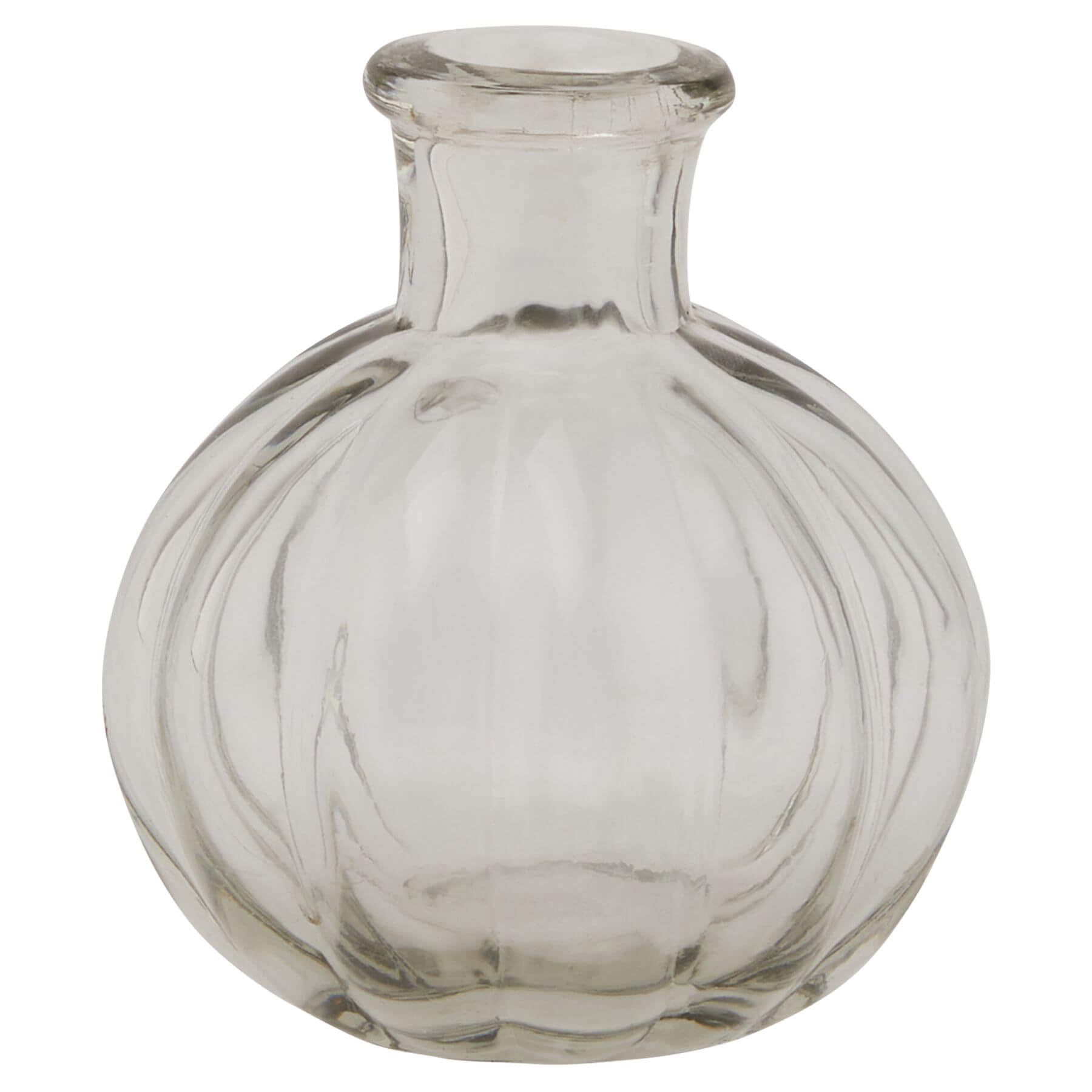 Minimalist clear glass bud vase for fresh or dried flowers, contemporary Mediterranean design, 7cm height. by Sostter at brixbailey.com