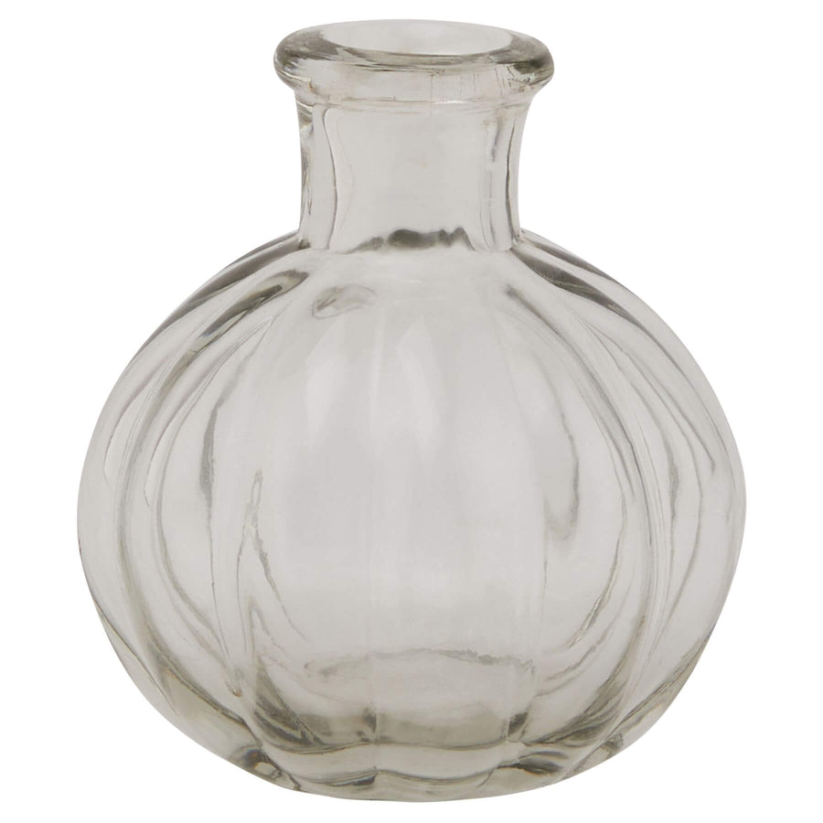 Minimalist clear glass bud vase for fresh or dried flowers, contemporary Mediterranean design, 7cm height. by Sostter at brixbailey.com