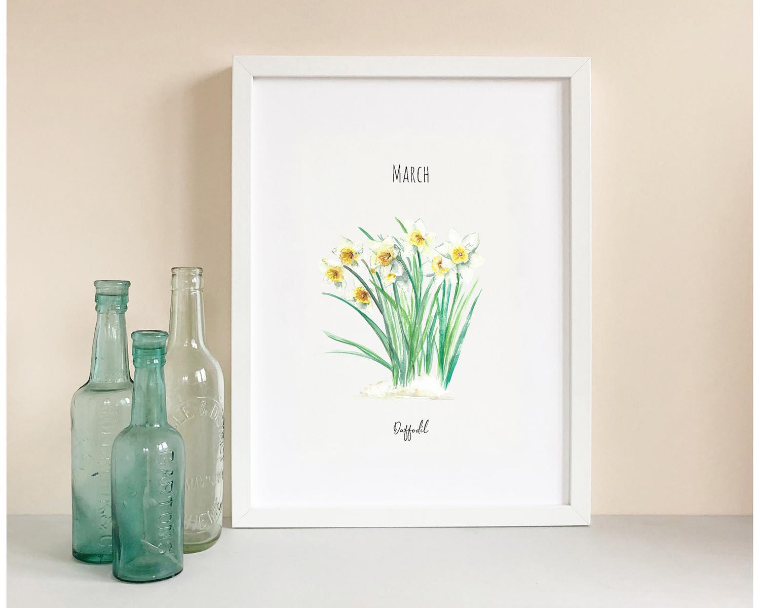 Daffodils - March Birth Flower - Watercolour Fine Art Print