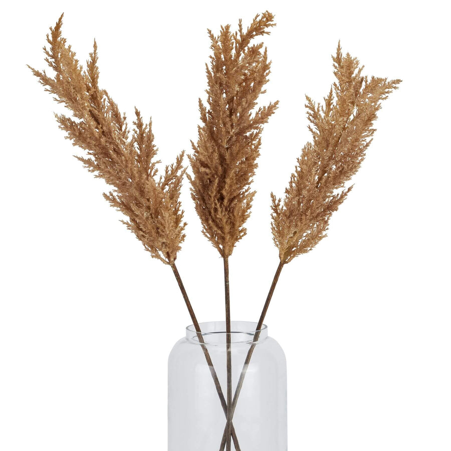Lifelike faux pampas grass stem in soft taupe, 68cm tall, with realistic plumes for modern home decor by Sostter at brixbailey.com