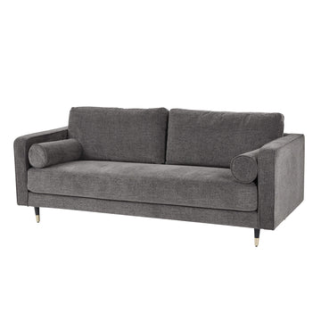 Grey upholstered sofa with plush cushions and classic British design in a versatile neutral tone. by Sostter at brixbailey.com