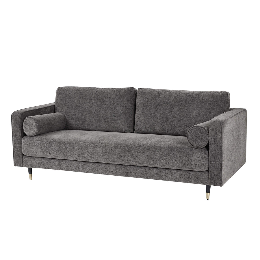 Grey upholstered sofa with plush cushions and classic British design in a versatile neutral tone. by Sostter at brixbailey.com