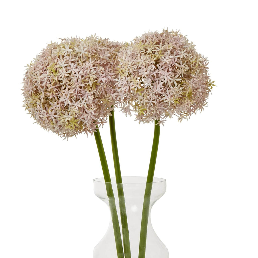 Lifelike lilac faux allium stem, 35-inch tall with realistic lavender petals, perfect for floral arrangements by Sostter at brixbailey.com