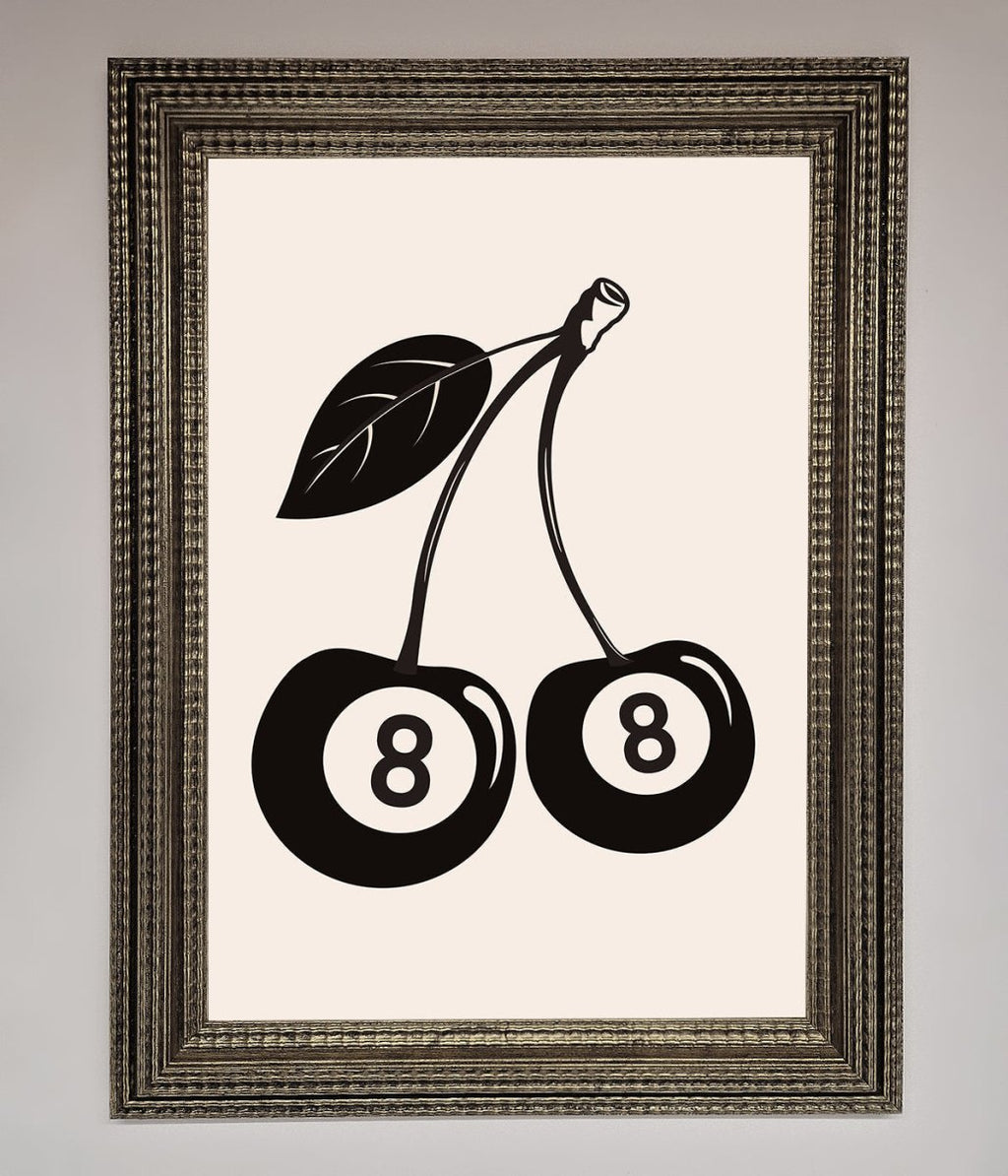 8 Ball Cherries Framed Wall Art