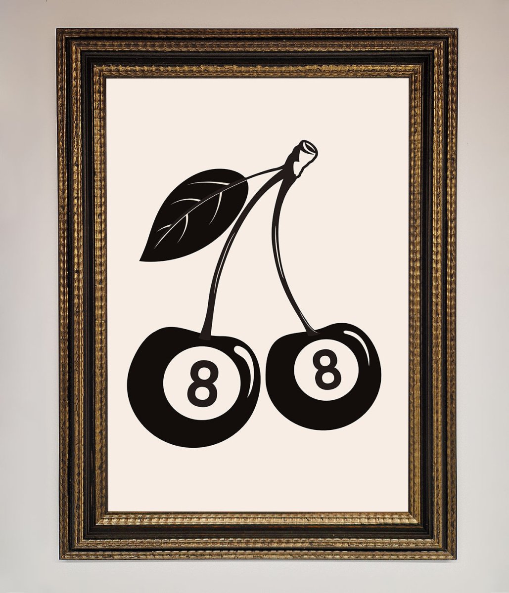 8 Ball Cherries Framed Wall Art