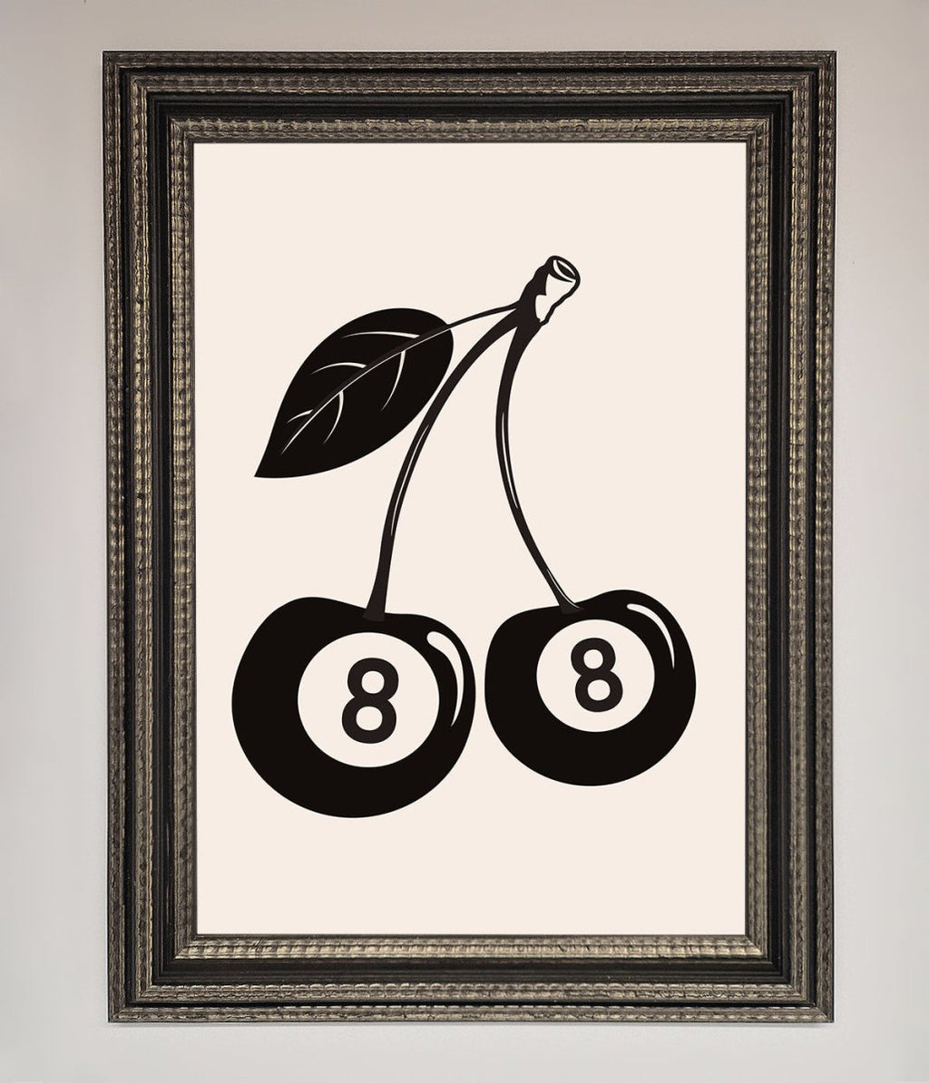 8 Ball Cherries Framed Wall Art
