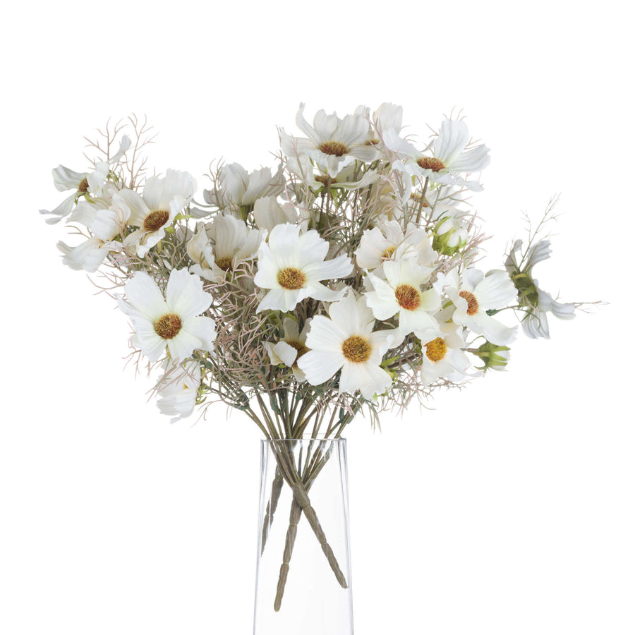 Lifelike cream cosmos spray with wispy foliage, perfect for year-round floral arrangements, no maintenance required. by Sostter at brixbailey.com