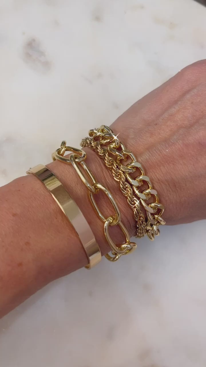 Gold Cuban Chain Bracelet Set of Four