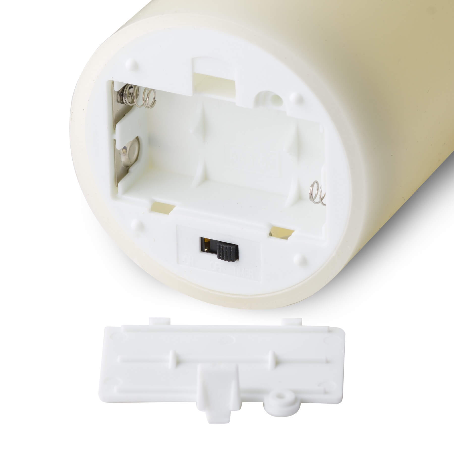 Realistic ivory LED candle with warm flickering glow, wax-like finish, and timer for worry-free ambiance  by RoomLondon at brixbailey.com