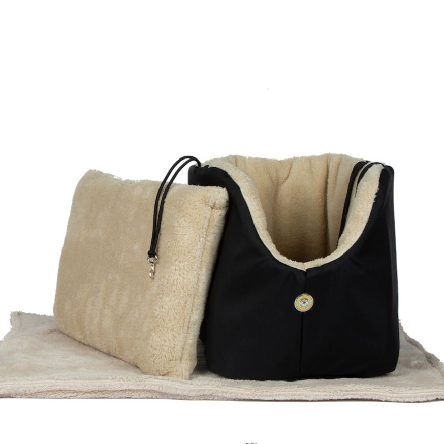 Soho Poms Black & Beige Luxury Rainy Bear Dog Carrier