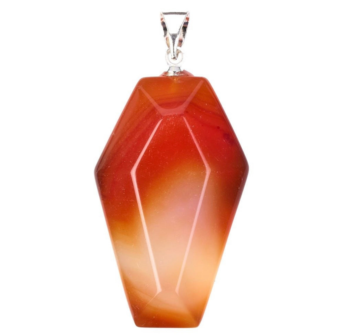 Carnelian Casket Necklace with 20 Inch Silver Plated Chain
