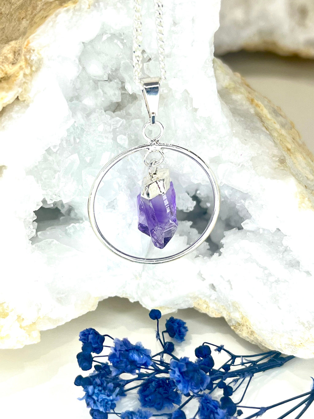 Amethyst Circle Pendant Necklace