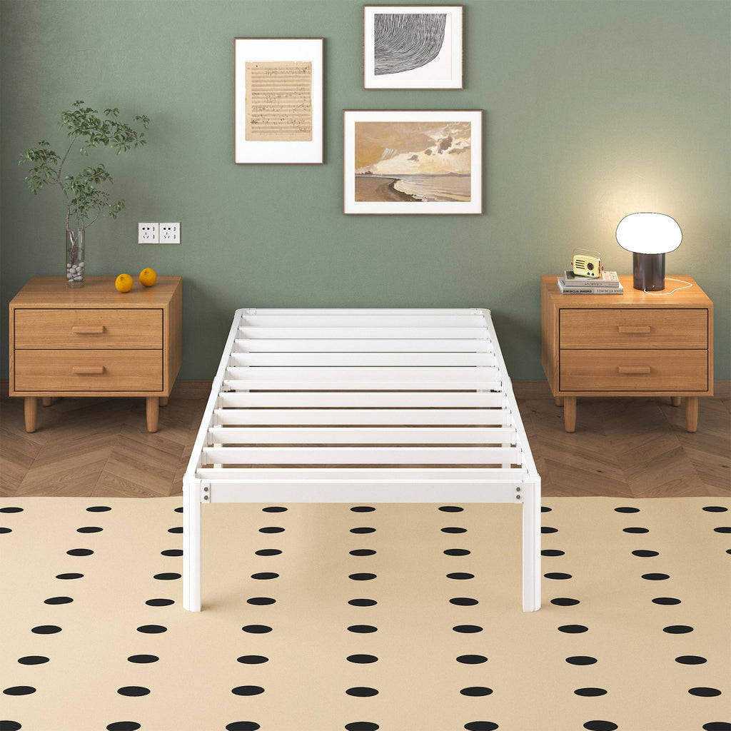 Teen Metal Bed Frame 90 x 200 cm Single with Round Legs White