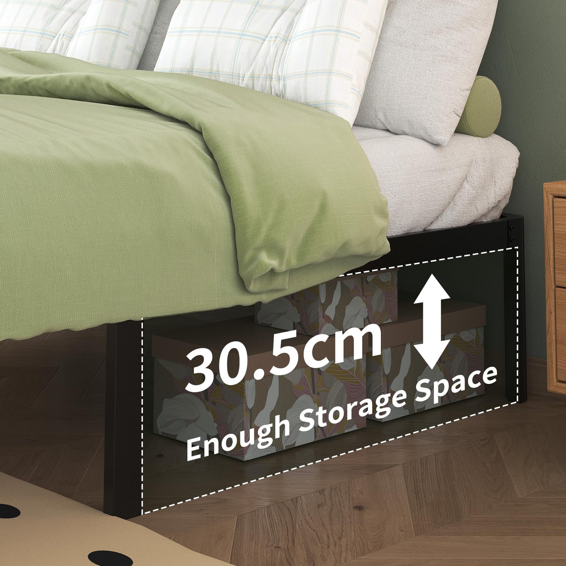 Single Bed Frame 3ft with Rounded Corner Legs and Steel Slat Support