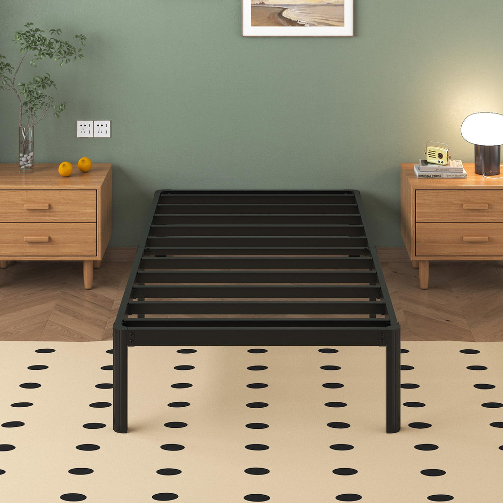 Single Bed Frame 3ft with Rounded Corner Legs and Steel Slat Support