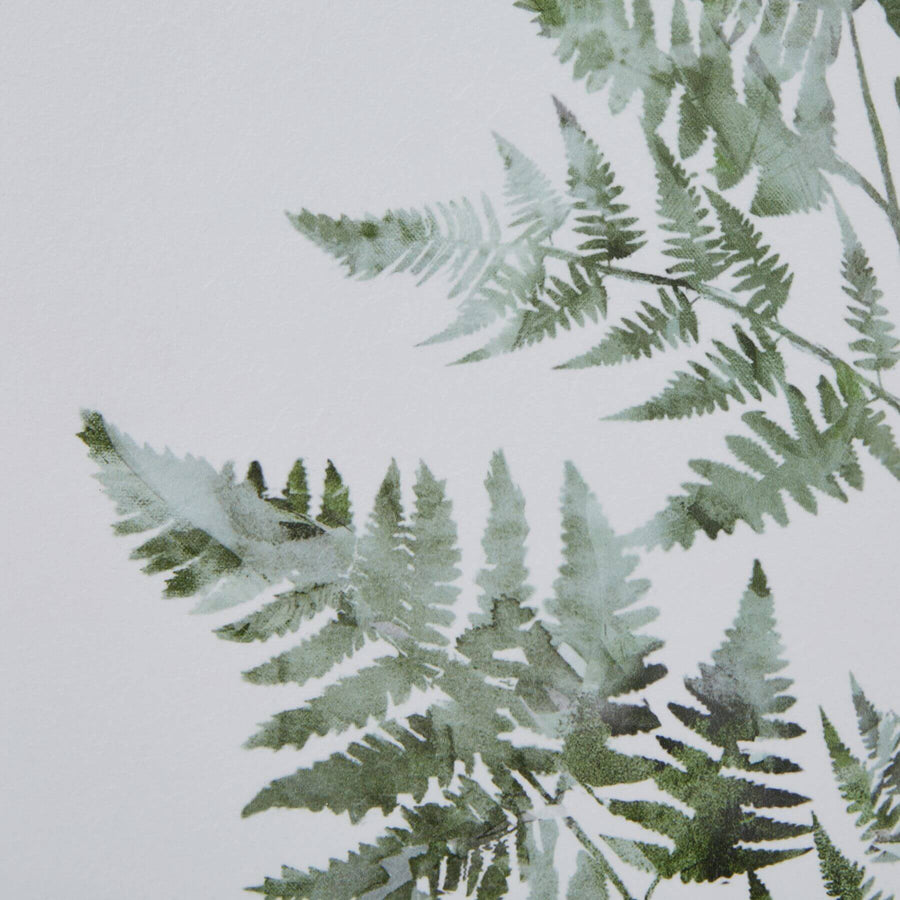 Hand-painted watercolor bracken fern print in earthy tones, framed in sustainable washed wood, 60x50cm by Sostter at brixbailey.com