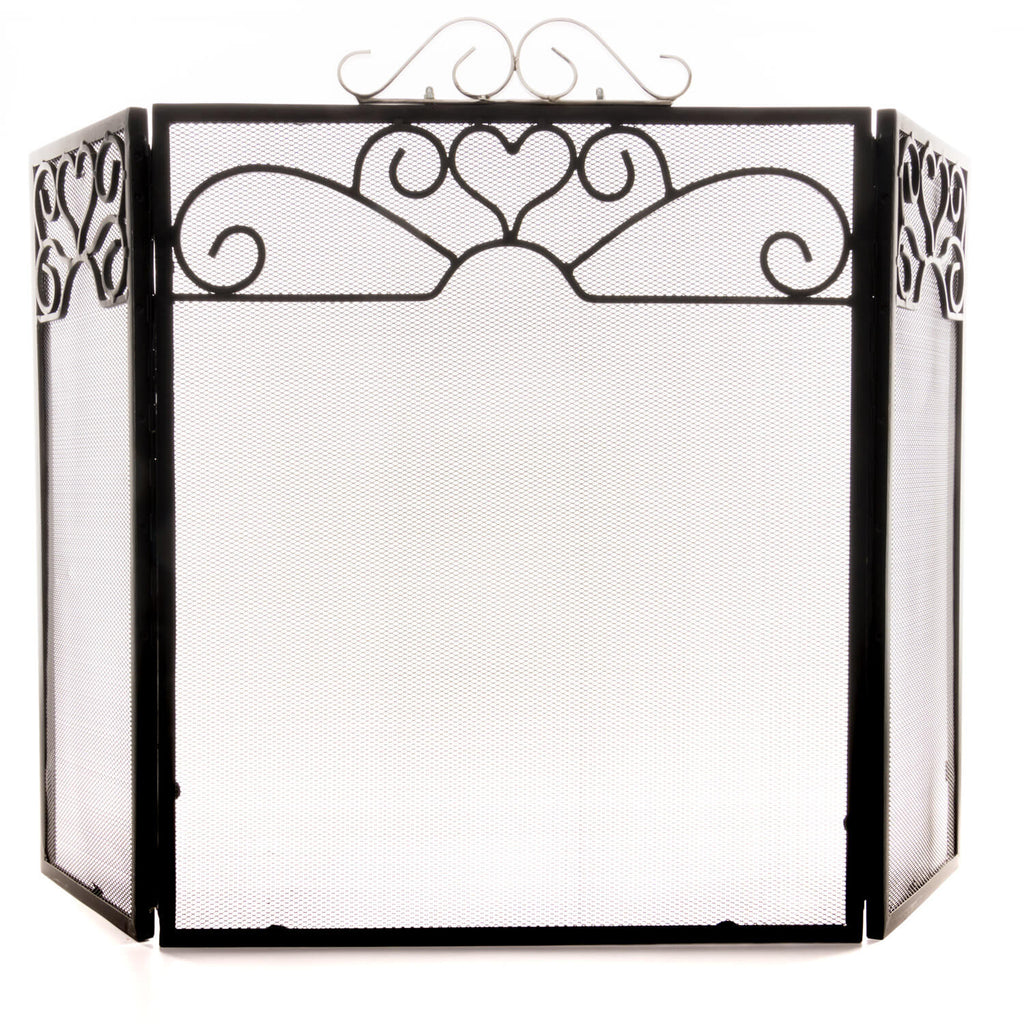 Handcrafted chrome fireplace screen with three-fold design, polished silver finish, and antique-inspired detailing. by Sostter at brixbailey.com