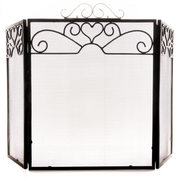 Handcrafted chrome fireplace screen with three-fold design, polished silver finish, and antique-inspired detailing. by Sostter at brixbailey.com