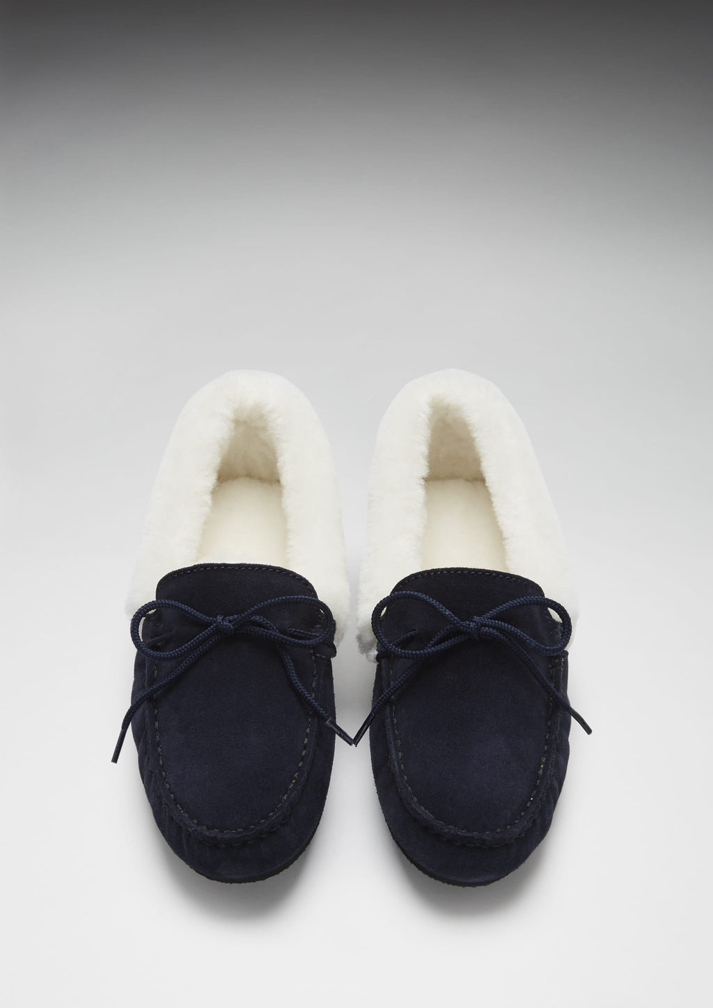 Navy Blue Sheepskin Slippers in Soft Suede