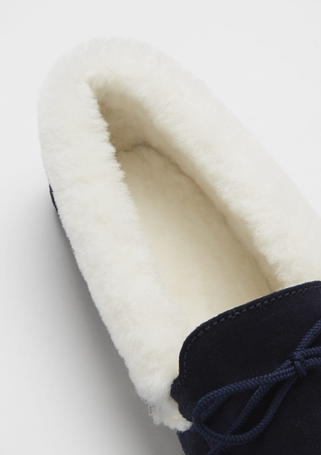 Navy Blue Sheepskin Slippers in Soft Suede
