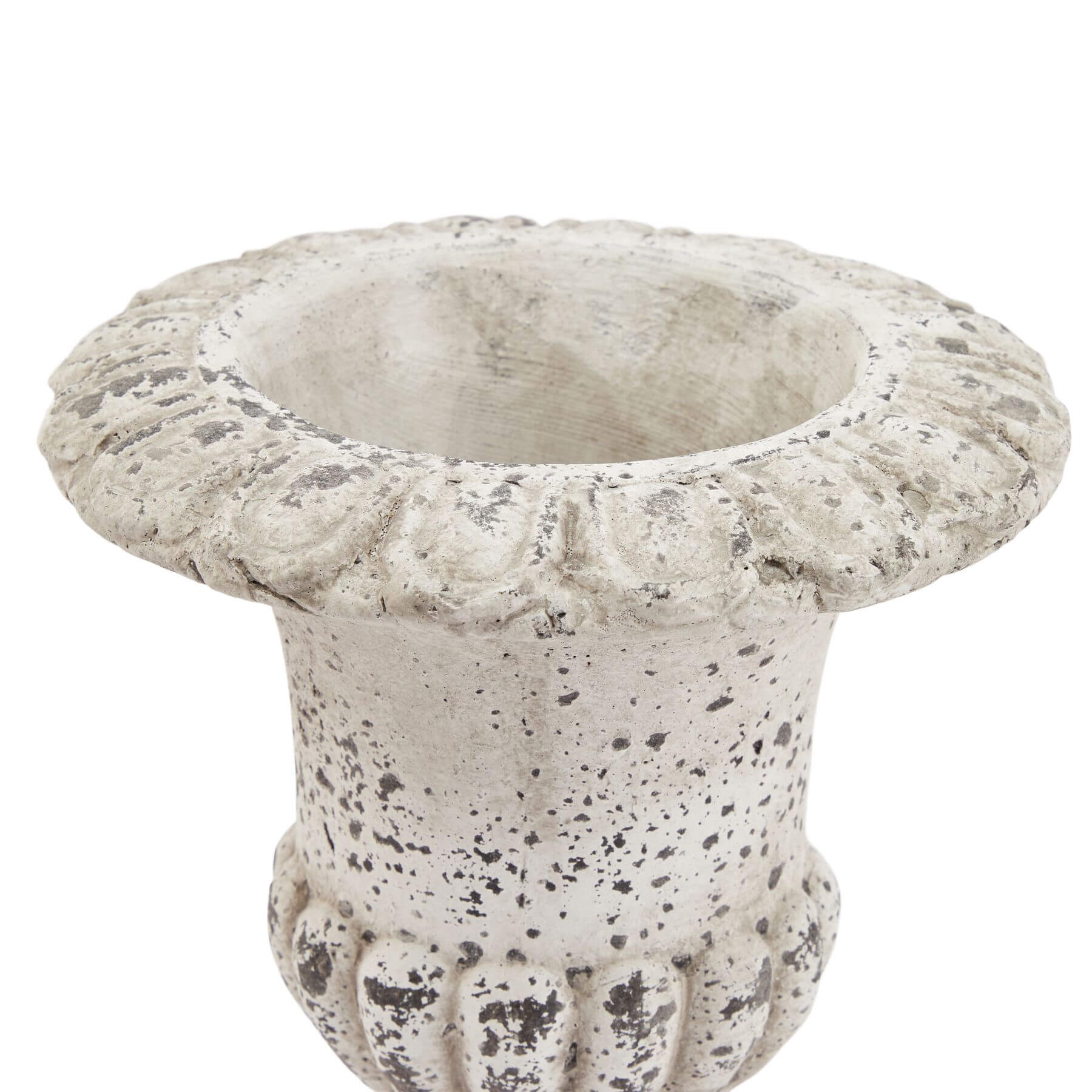 Handcrafted stone-effect ceramic urn with vertical fluting, neutral tone, 25cm height, classical-modern design by Sostter at brixbailey.com