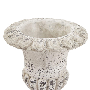 Handcrafted stone-effect ceramic urn with vertical fluting, neutral tone, 25cm height, classical-modern design by RoomLondon at brixbailey.com