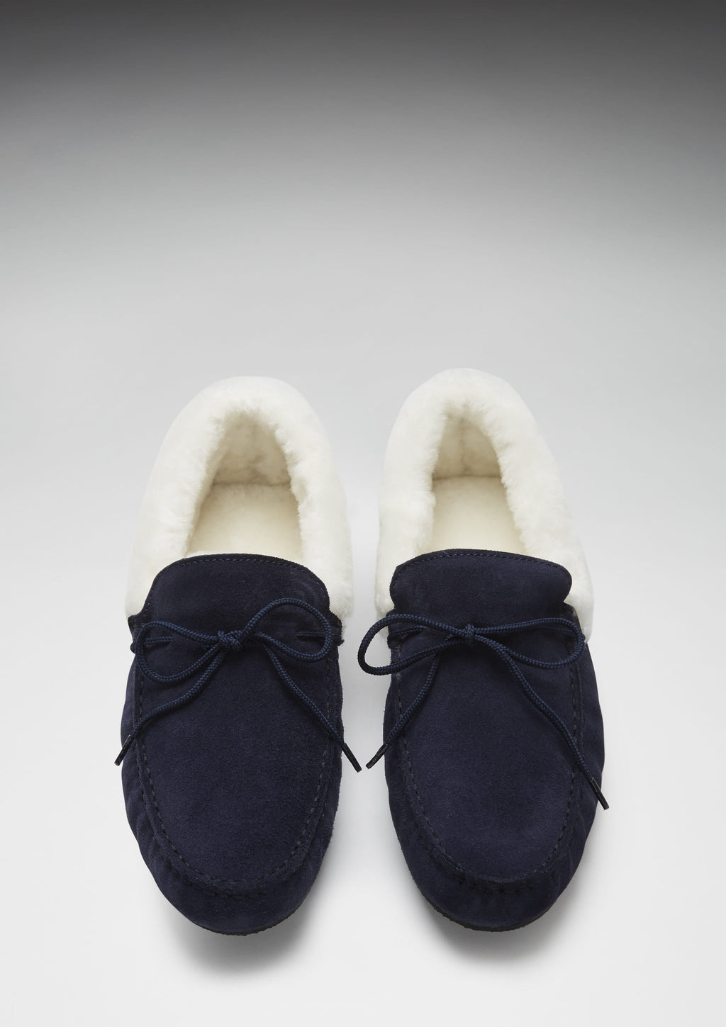 Navy Blue Sheepskin Suede Slippers