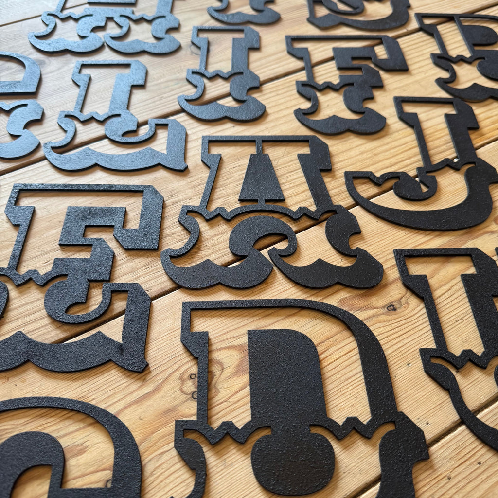 A-Z Rustic 5" or 12" Black Metal Carnival Letters.
