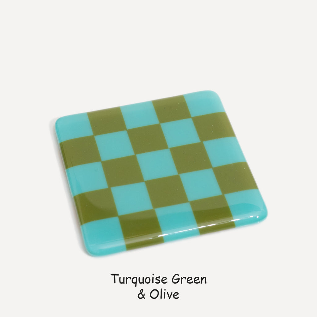 10cm Chequered Dual Colour Coaster - Oceanside Collection