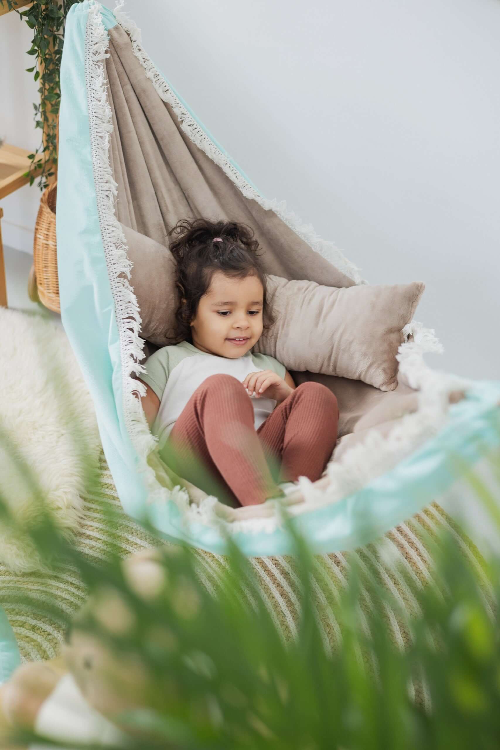 The Blue Cloud Hammock: Ultimate Comfort and Style for Elevated Relaxation - Handmade & Child-Safe by Sówka at www.brixbailey.com