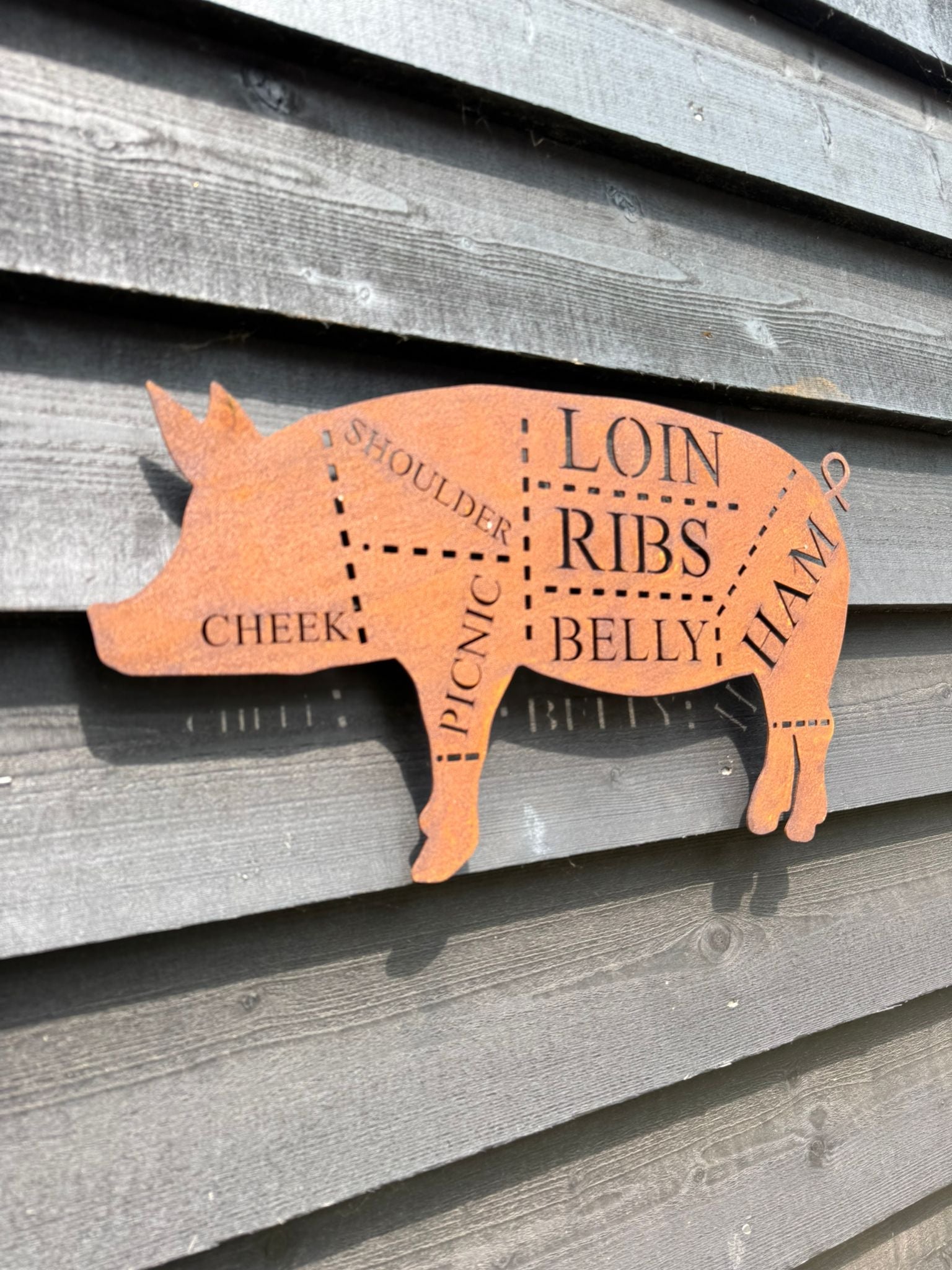 Metal Butchers Cuts Pig Sign