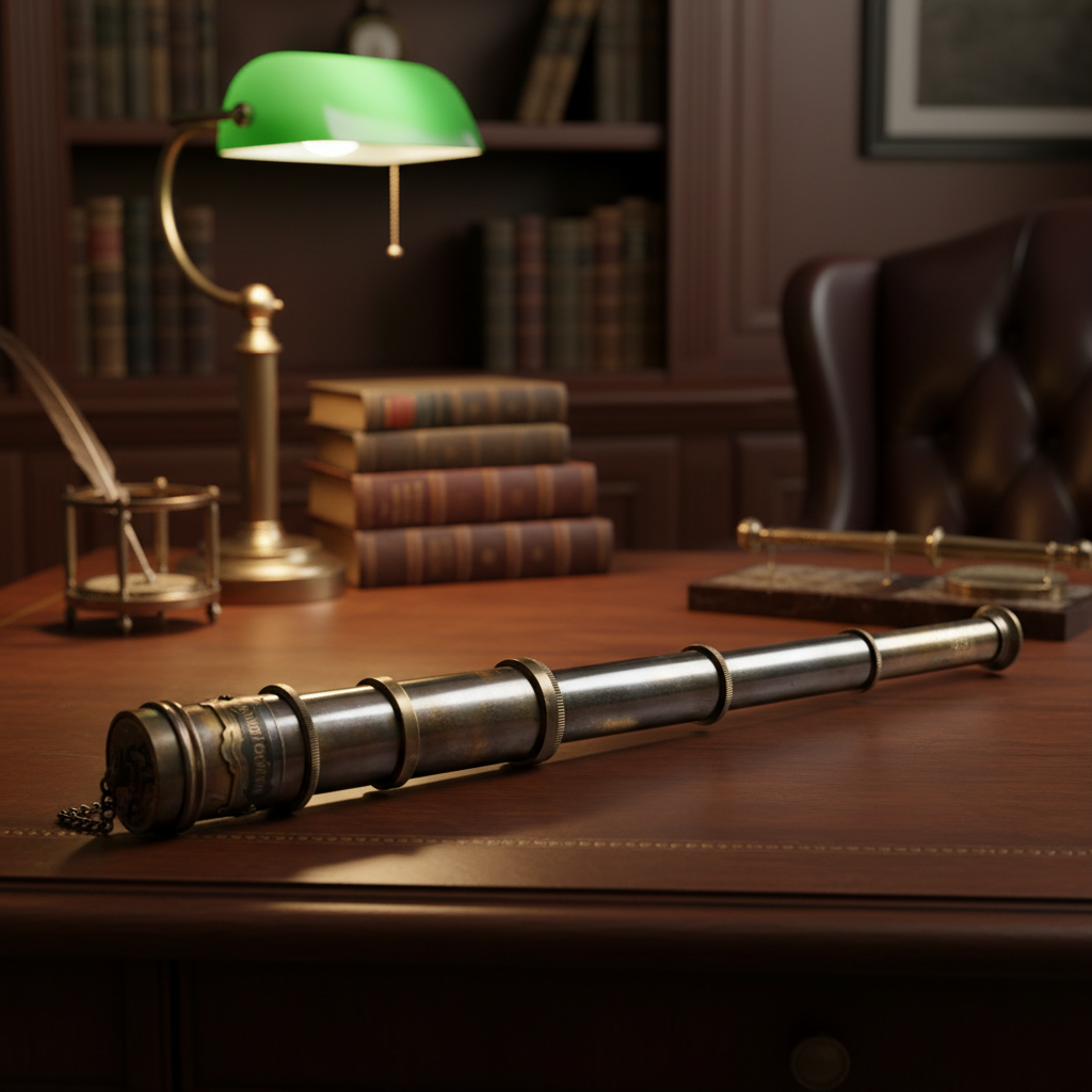 Vintage Brass Telescope with Leather Case, Pirate Replica for Dad and Son