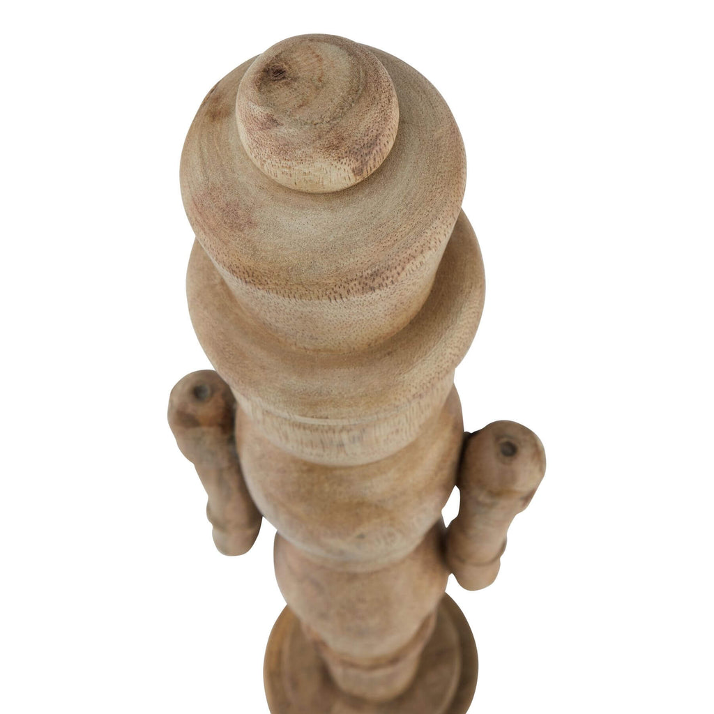 Handcrafted wooden nutcracker, 50cm tall, warm brown finish, classic silhouette with rustic details for holiday decor. by Sostter at brixbailey.com