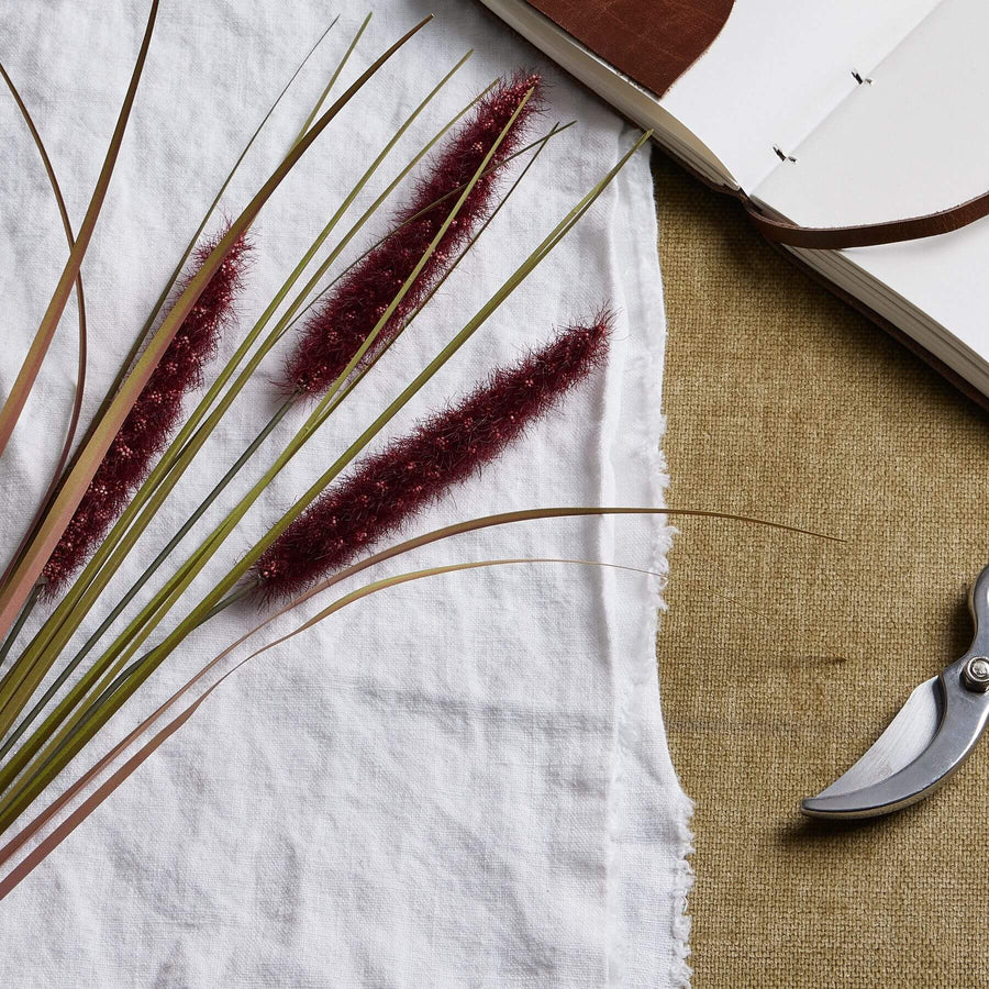 Ruby red artificial grass stems, triple-stem design for lush floral arrangements, 80cm height, realistic plastic texture. by Sostter at brixbailey.com