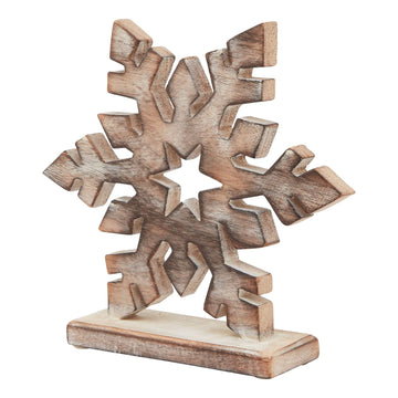 Handcrafted whitewash wooden snowflake decoration with intricate Nordic design, perfect for winter decor and rustic home accents. by Sostter at brixbailey.com