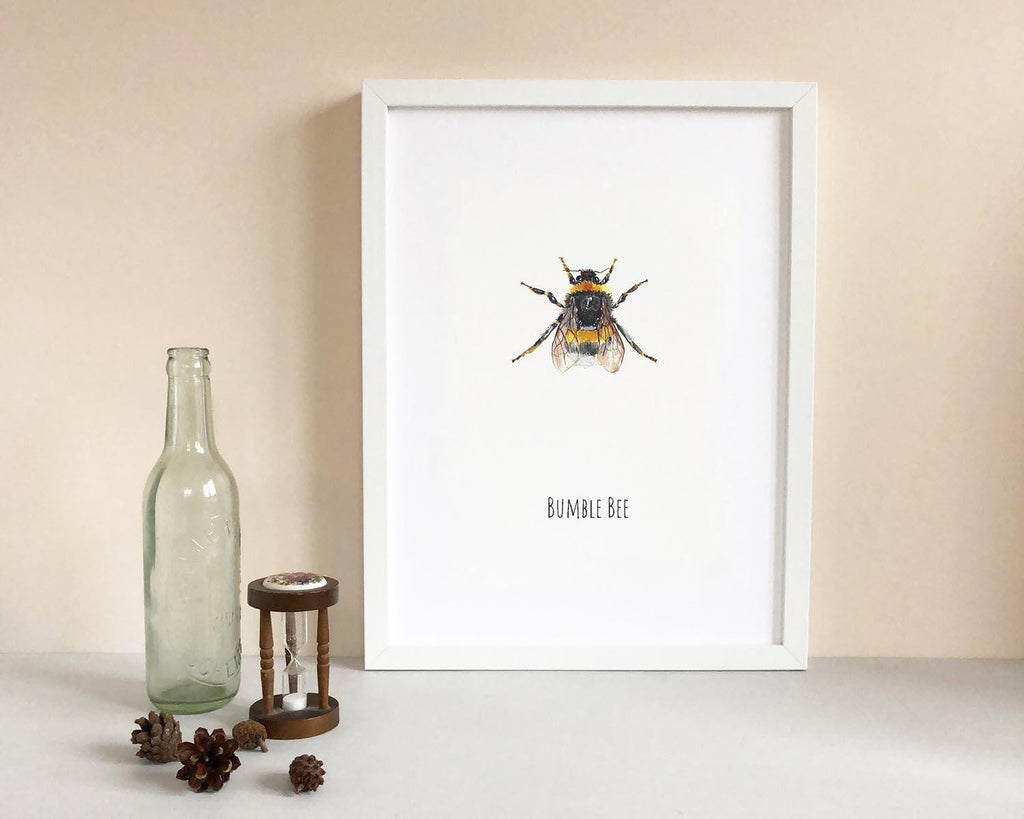 Bumble Bee Watercolour Fine Art Print