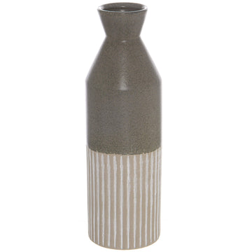 Handcrafted ceramic vase with fluid elliptical silhouette, soft grey matte finish, 40cm tall for modern or traditional dÃ©cor. by Sostter at brixbailey.com