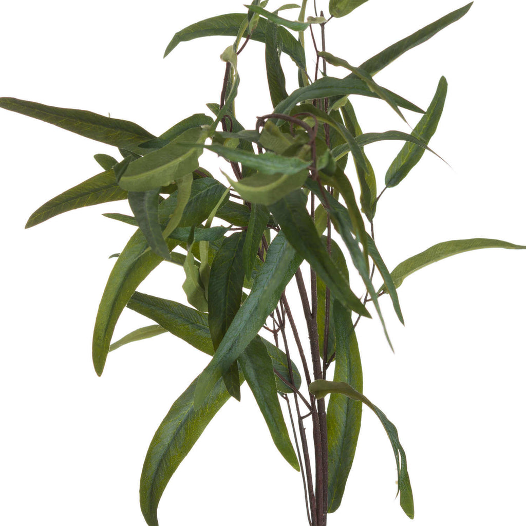Lifelike artificial willow eucalyptus spray with dark green foliage, 50-inch stems for home decor by Sostter at brixbailey.com