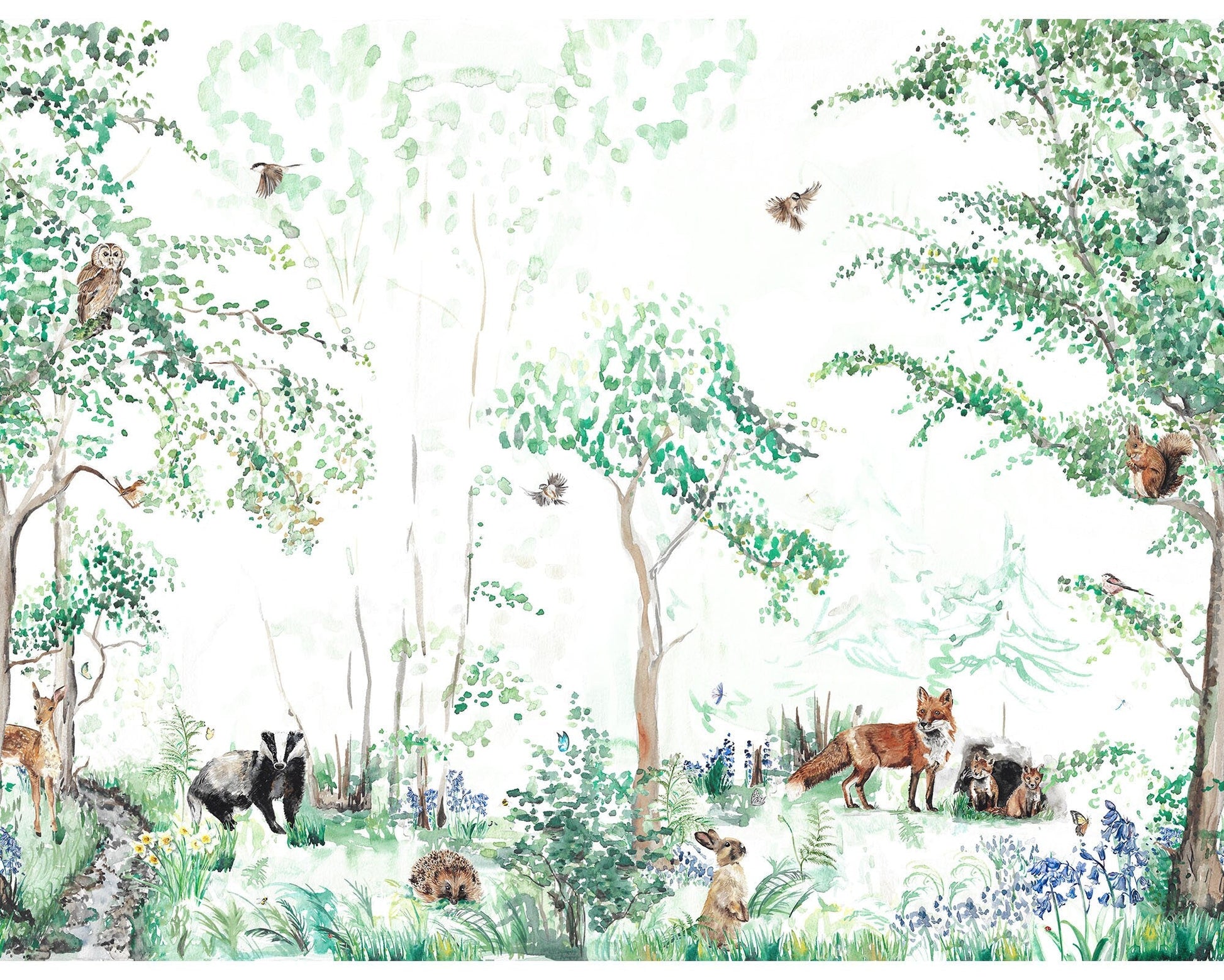 Woodland Animals Children's Mural Wallpaper