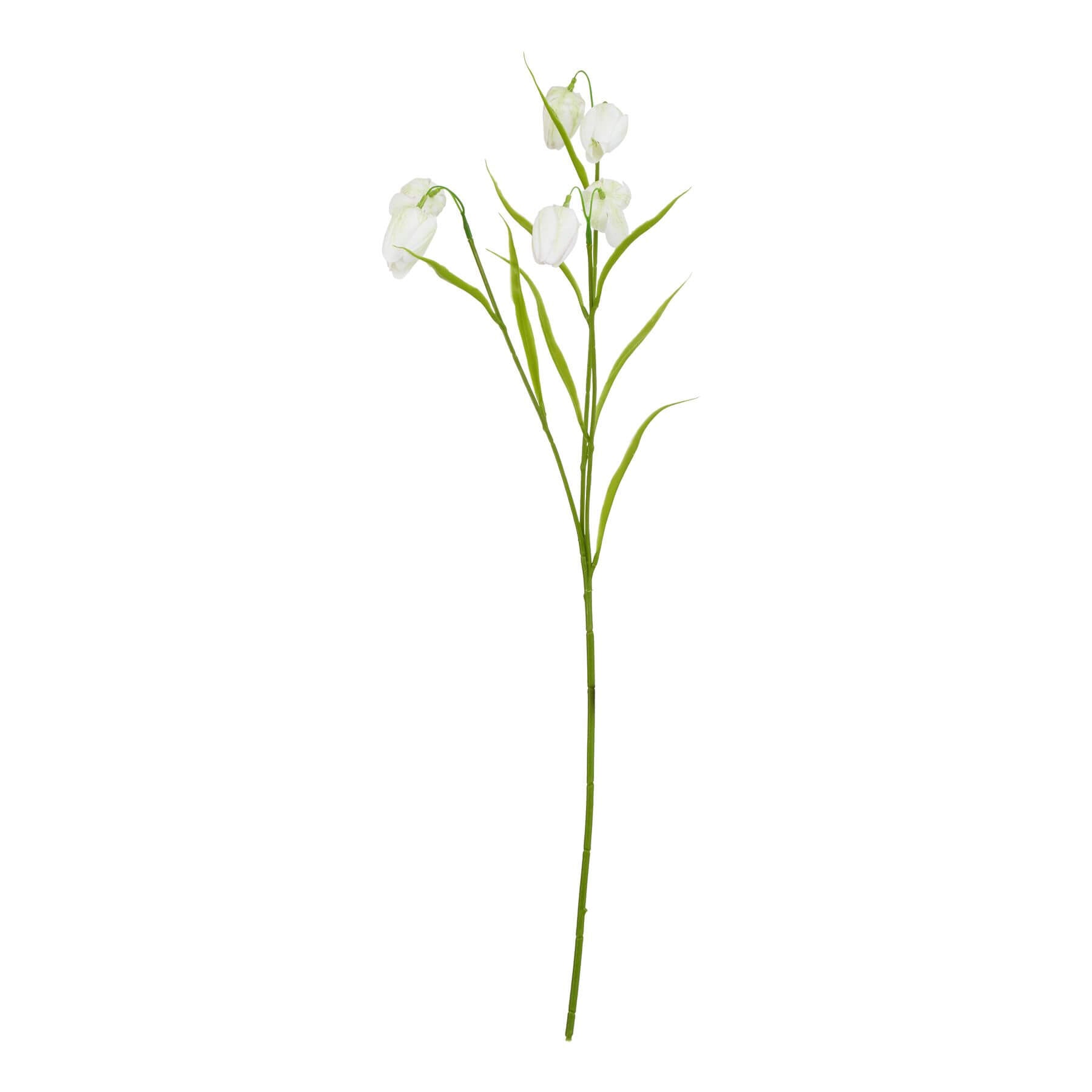 White artificial Fritillaria stem with realistic bell-shaped blooms, 58 cm tall, perfect for elegant home decor by Sostter at brixbailey.com