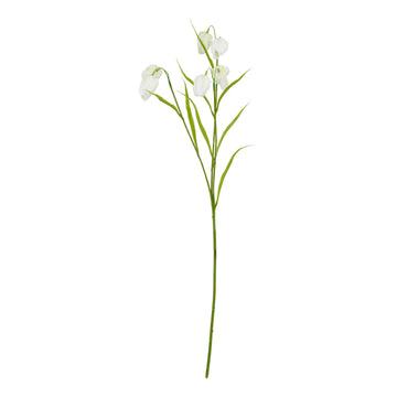 White artificial Fritillaria stem with realistic bell-shaped blooms, 58 cm tall, perfect for elegant home decor by Sostter at brixbailey.com