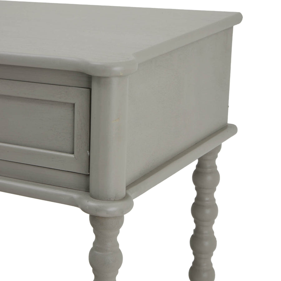 Modern grey wood Camden console table with two drawers, sleek contemporary design for hallways or living rooms by Sostter at brixbailey.com