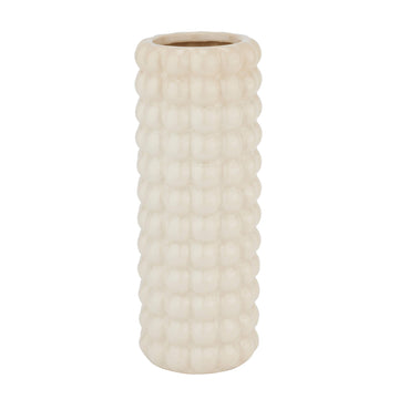 Handcrafted cream ceramic bubble texture vase with light-catching dimensional surface, modern organic decor piece. by Sostter at brixbailey.com