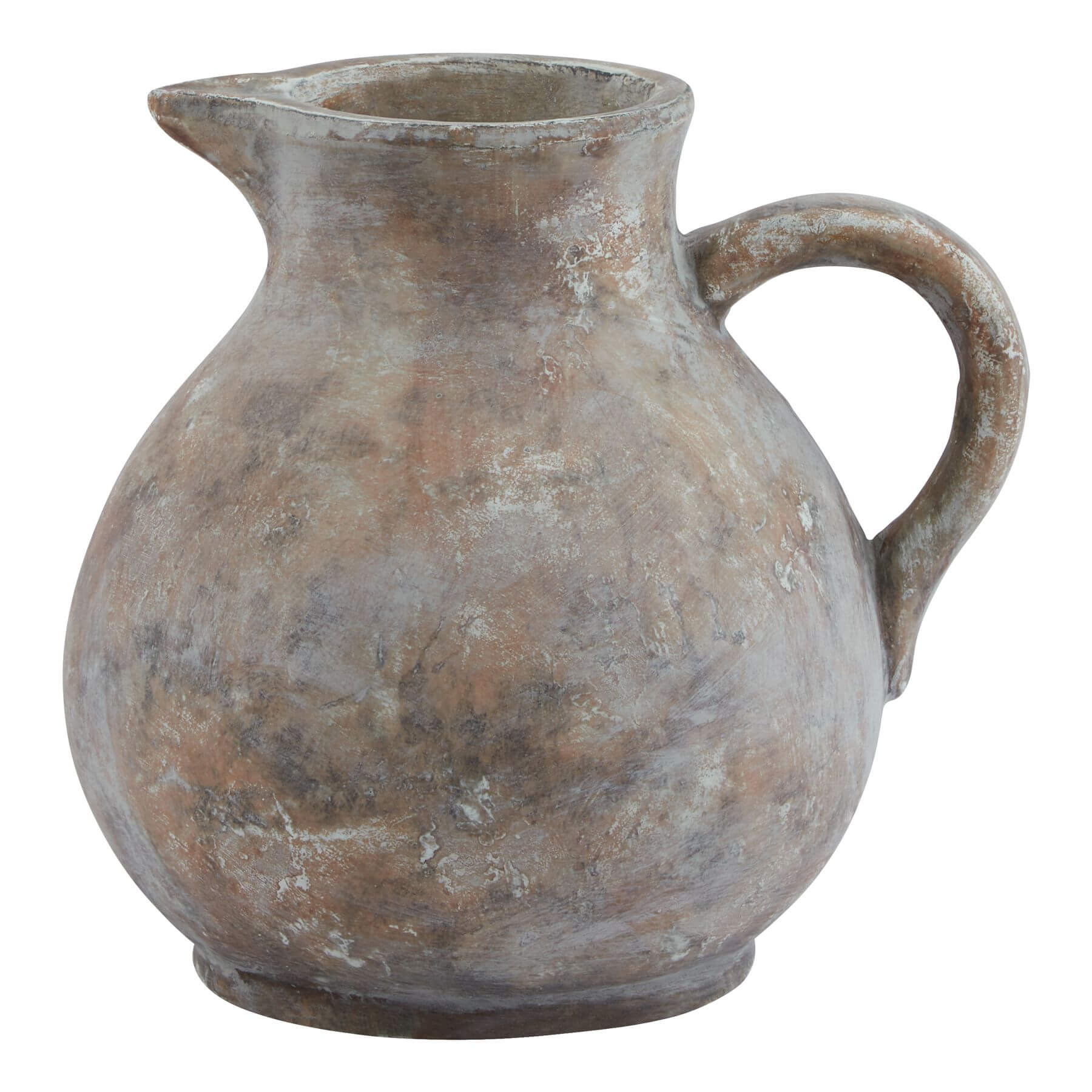 Siena brown terracotta jug with weathered finish, curved handle, and rustic Mediterranean charm for home decor. by Sostter at brixbailey.com