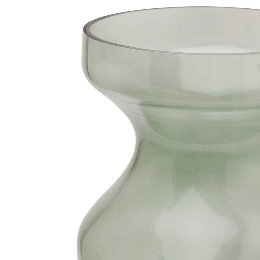 Smoked sage fluted glass vase, 40 cm tall, with vertical ribbed texture for floral arrangements, modern home decor.by Sostter at brixbailey.com