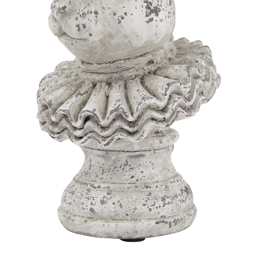 Grey ceramic hare sculpture with intricate ruffle texture, 37cm tall, elegant stone-effect home decor by Sostter at brixbailey.com