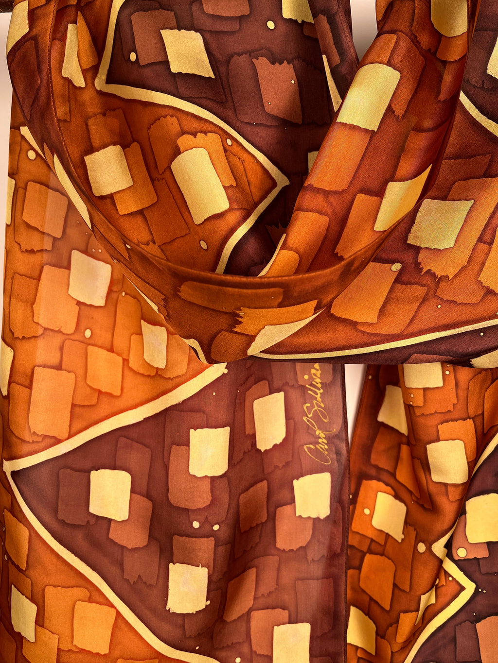 “Lucky Gold Strike” - Hand-dyed Silk Scarf - $130