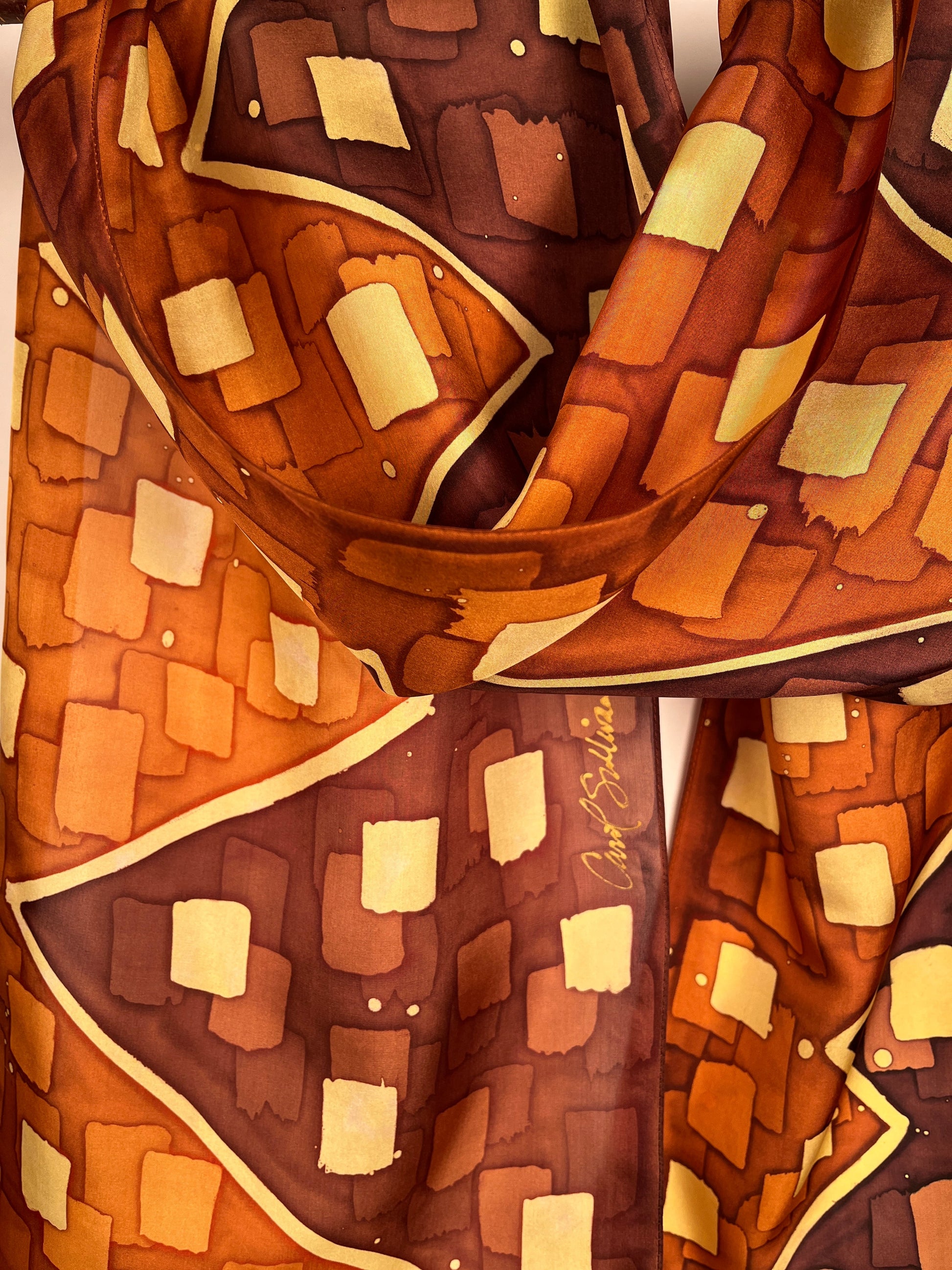 “Lucky Gold Strike” - Hand-dyed Silk Scarf - $130