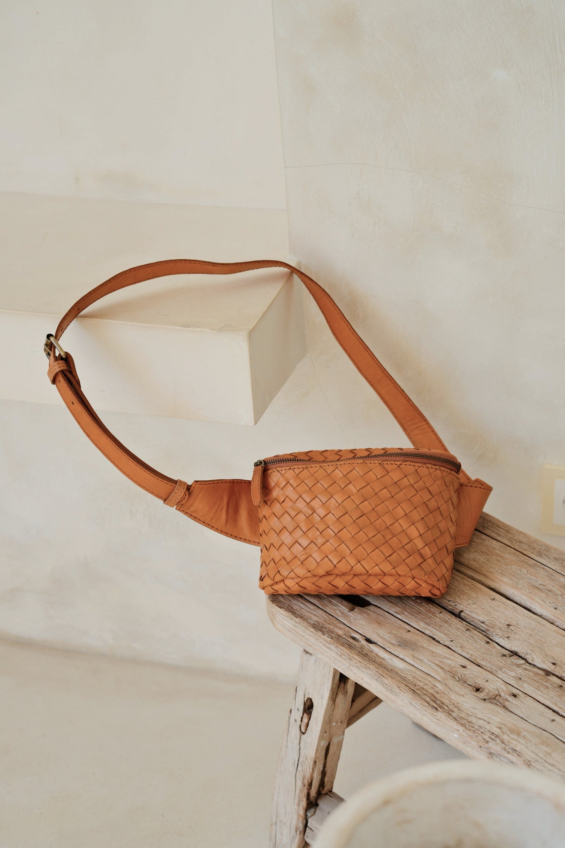 Handwoven Leather Belt Bag